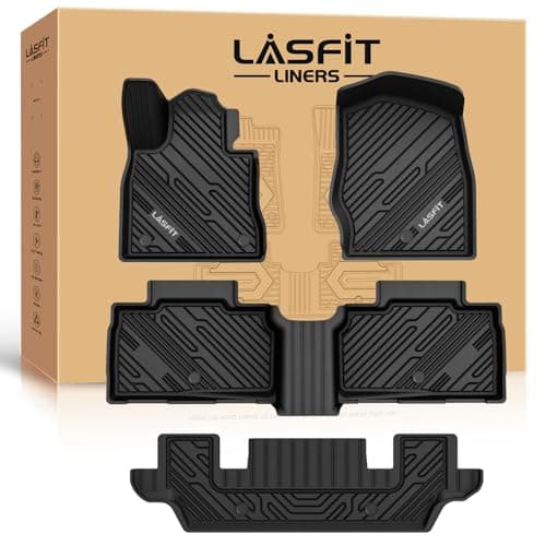 LASFIT Floor Mats for Ford Explorer 2020-2021 6 Passenger TPE Custom Fit All Weather Protector Anti-Slip Floor Liners, 2021 2020 Explorer 6 Seats Accessories, 1st 2nd & 3rd Row, 4pcs Black