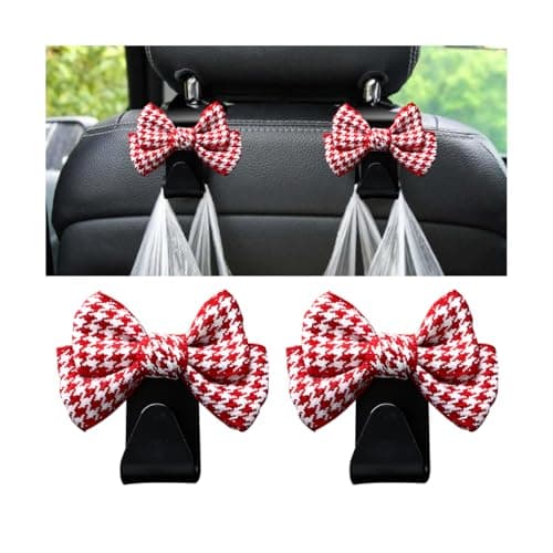 Mandark 2PCS Car Seat Headrest Hooks Cute Bow Vehicle Hooks for Purses and Bags Automotive Purse Hook Hanger Interior Decoration Accessories Universal for SUV Sedan Truck RedSmall