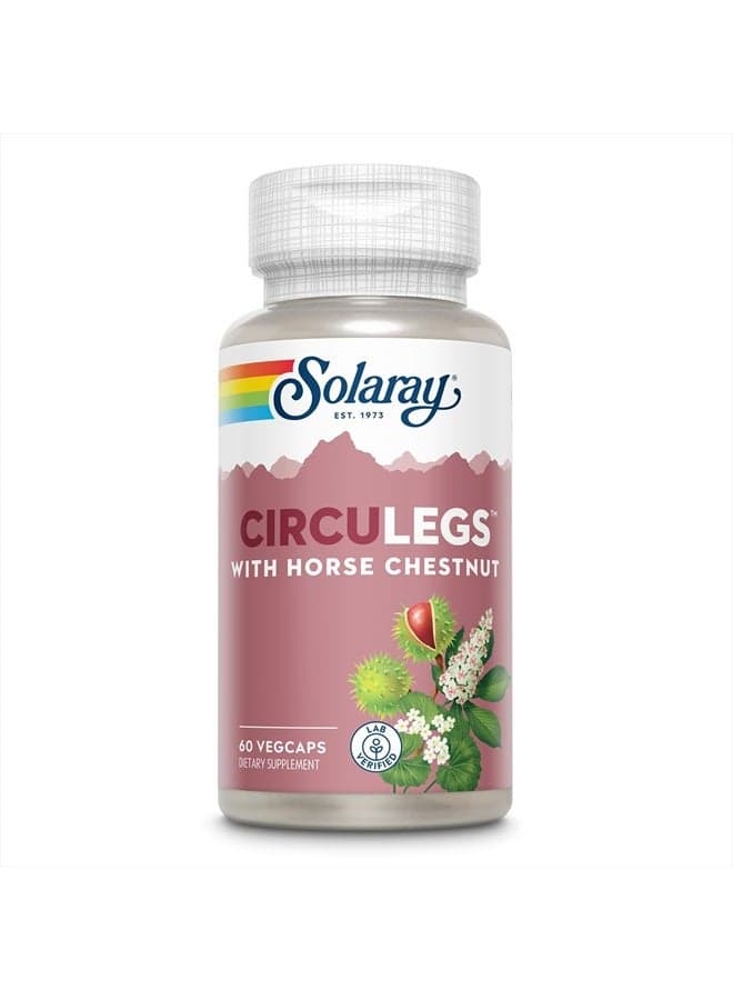 CircuLegs with Horse Chestnut Extract, Gotu Kola, Butcher's Broom, and More, Circulation and Vein Support for Healthy Legs, 60-Day Guarantee, Lab Verified (30 Serv, 60 VegCaps)