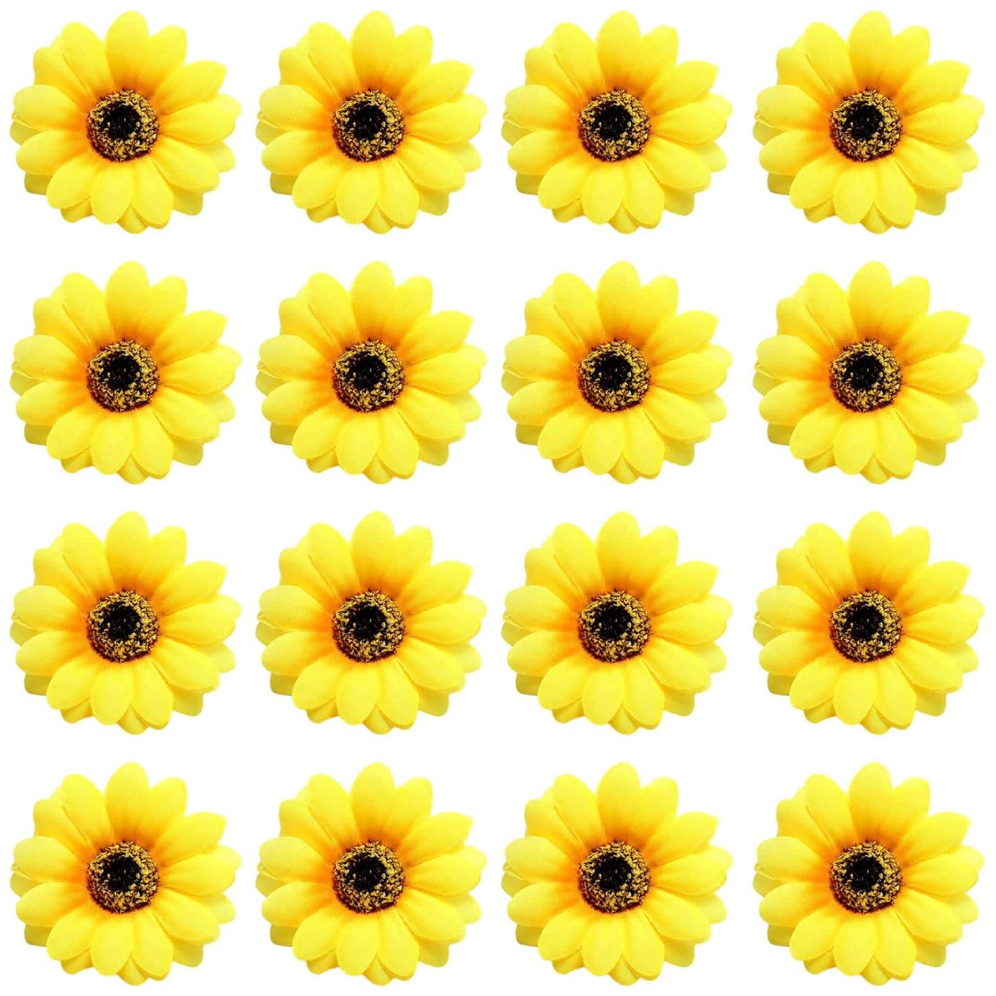Lawie 16 Pack Artificial Fake Yellow Small Daisy Sunflower Hair Clips Floral Hairpins Alligator Barrettes Brooches Pins Wedding Hawaiian Party Silk Flower Headpiece Holiday Decoration for Women Girls