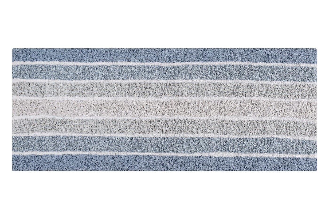 Bathroom Rugs Runner Bath Rug Blue 24x60 Inches Alpine Stripe NonSlip Cotton Large Bath Mats for Bathroom Floor Quick Dry Bathroom Mat for Tub Spa ShowerLiving Room Entry Way Door Mats
