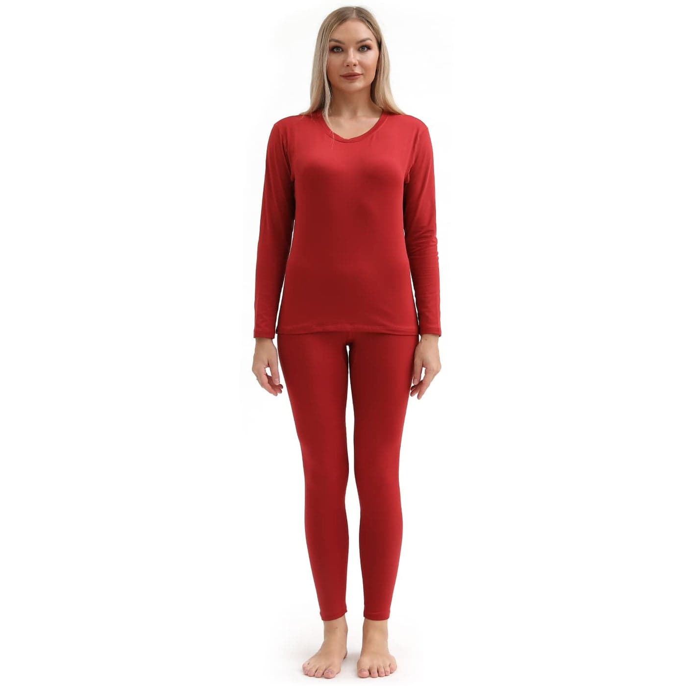 PISIQI Thermal Underwear Women UltraSoft Long Johns Set Base Layer Skiing Winter Warm Top Bottom XLarge Red