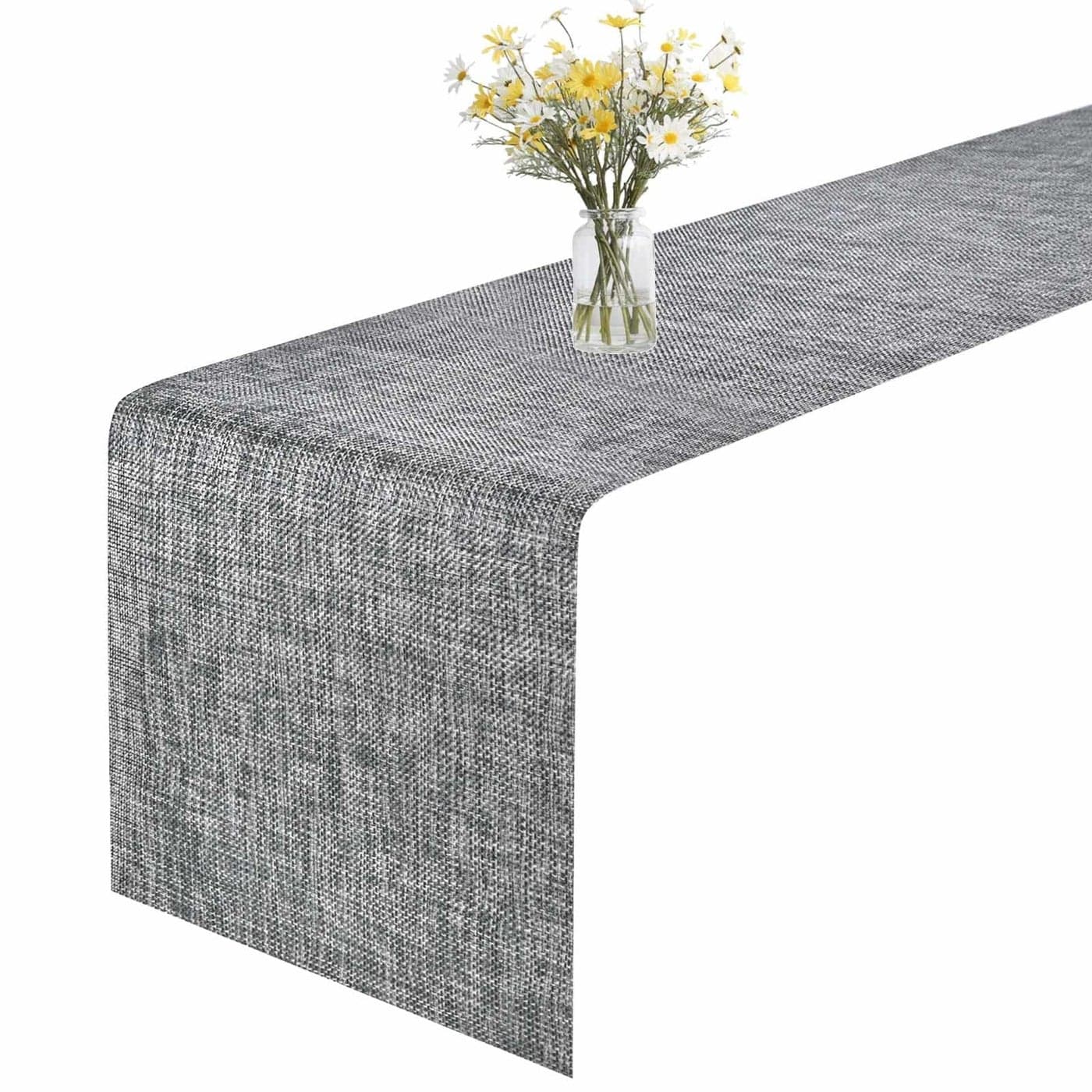 GIVERARE Table Runner 12x53in HeatResistant Woven Vinyl Long Tabletop NonSlip Washable PVC Table Runners Easy to Clean Premium Plastic Dresser Cover for Wedding Decor Home Art BlackGray