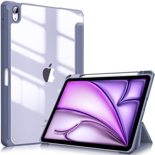 Fintie Hybrid Slim Case for iPad Air 11-inch M3 (2025) / M2 (2024), iPad Air 5th (2022) / 4th Generation (2020) 10.9 Inch - Shockproof Cover with Clear Back Shell & Pencil Holder, Cloudy Blue