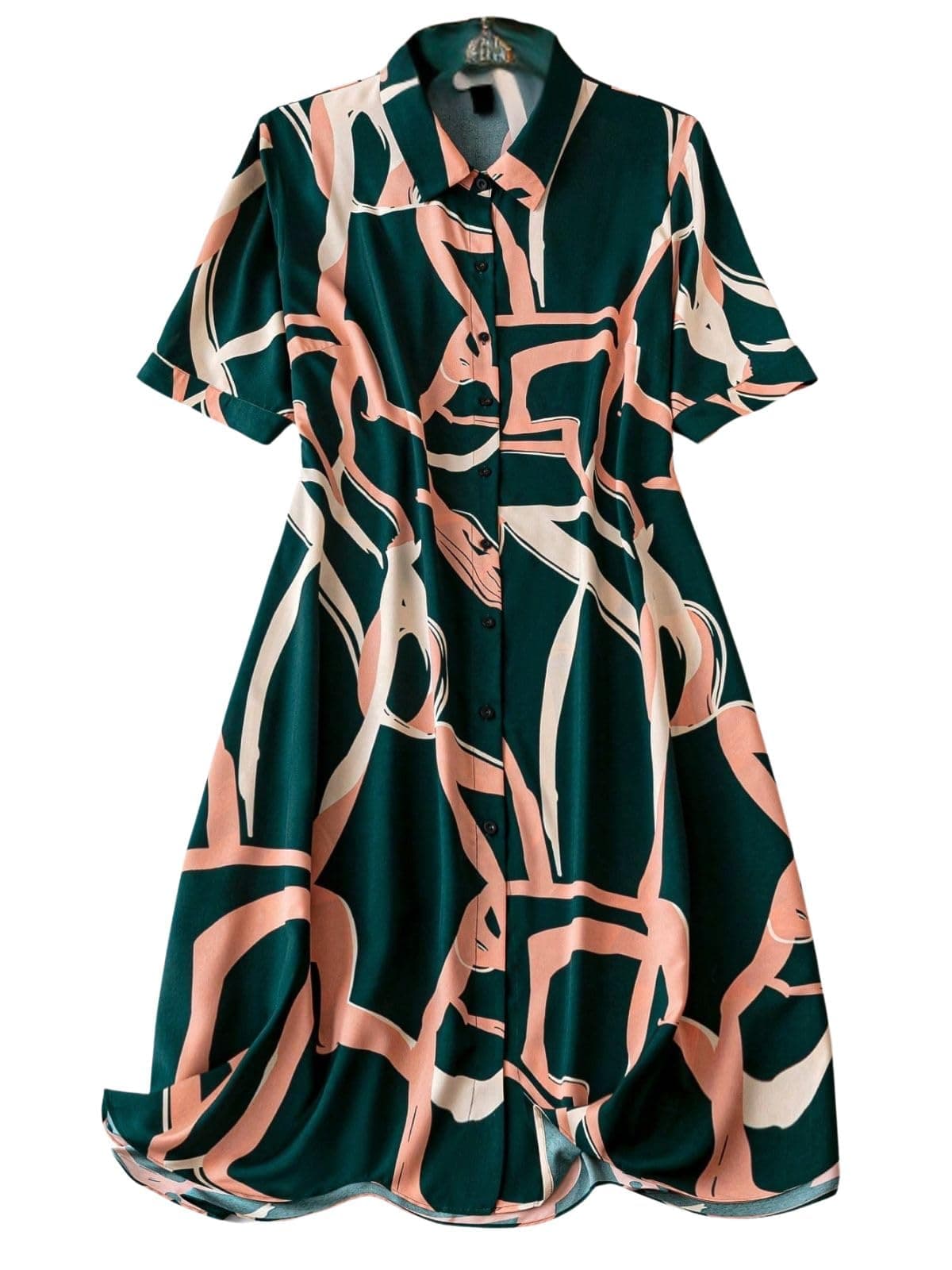 OM SAI Latest Creation One Piece Fit & Flare Midi Dress for Women | Beach Wear| Western Dress | Vacation Outfits | Picnic Dress | Casual, Party Dresses (Large, Green)
