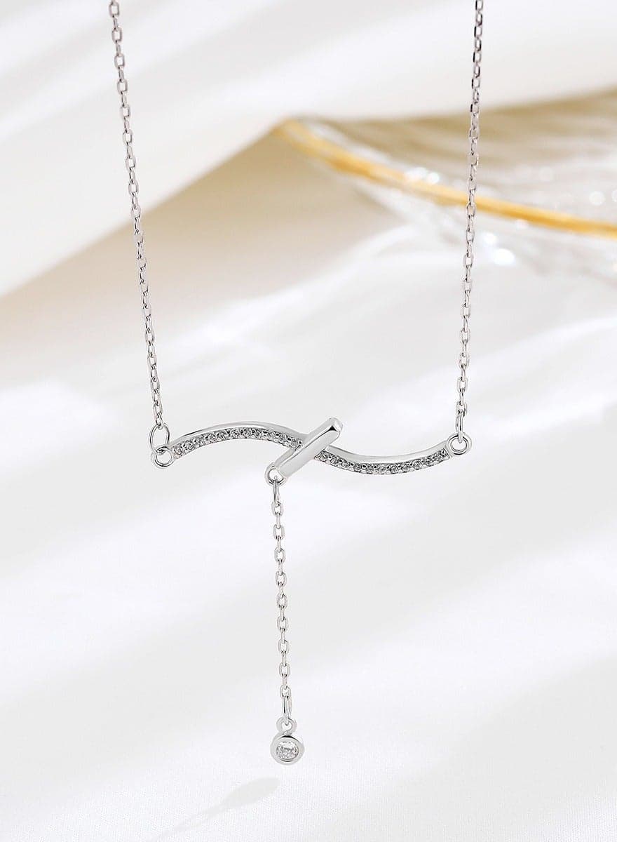 S925 Necklace Gift For Wife Women'S Sterling Silver Pendant Jewelry Wedding Anniversary Birthday Gift For Mother Pendant Necklace Simple High-End Personality Clavicle Chain (Style 37)