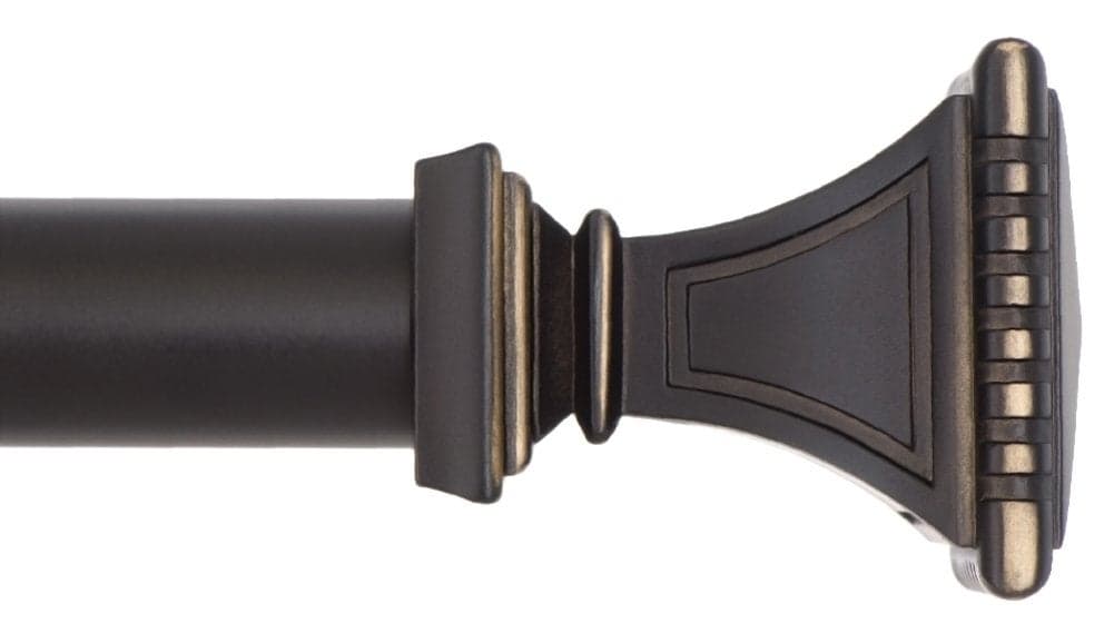 Ivilon Decorative Window Curtain Rod Carved Square Finials 1 18 in Rod 28 to 48 in Antique Black