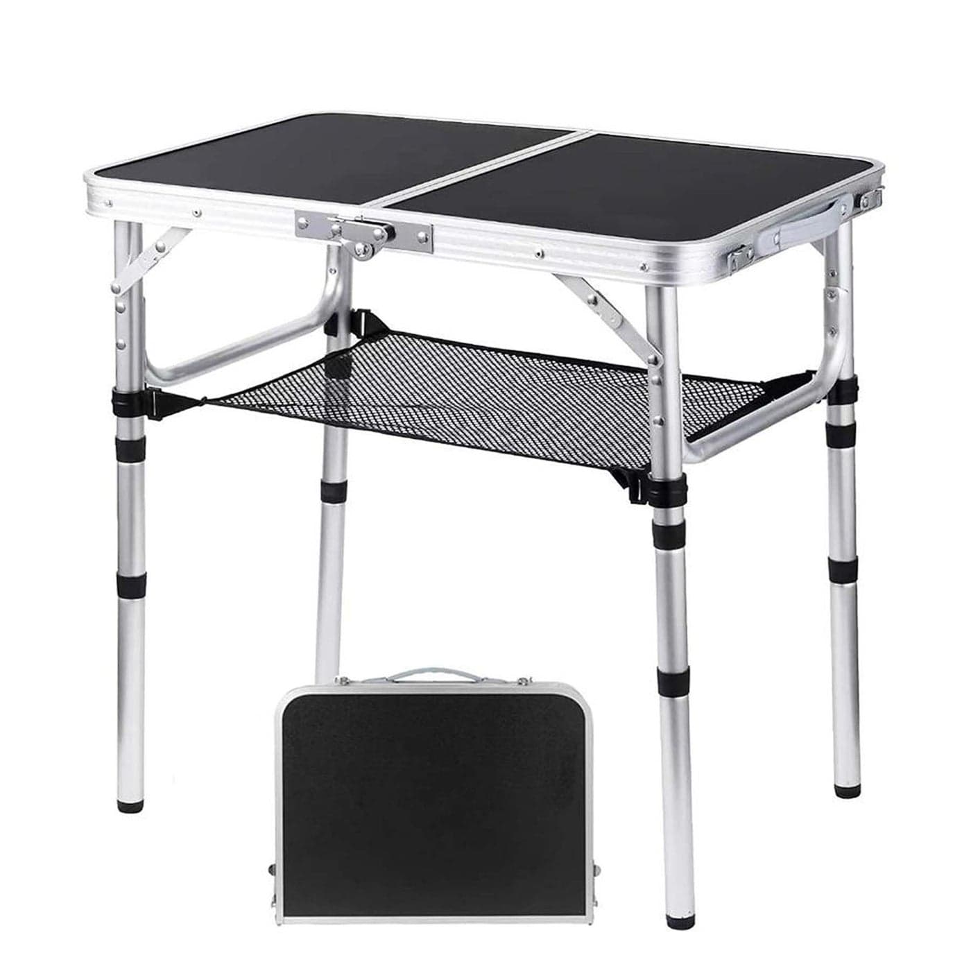 YihuiKo Folding Camping Table Adjustable Height Folding Table Portable Aluminum Small Folding Table with Carry Handle for Picnic BBQ Indoor Office