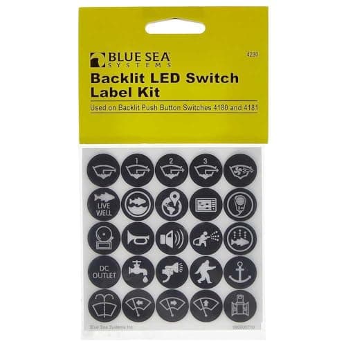 Blue Sea Systems 4230 Push Button Switch Label Kit , Black