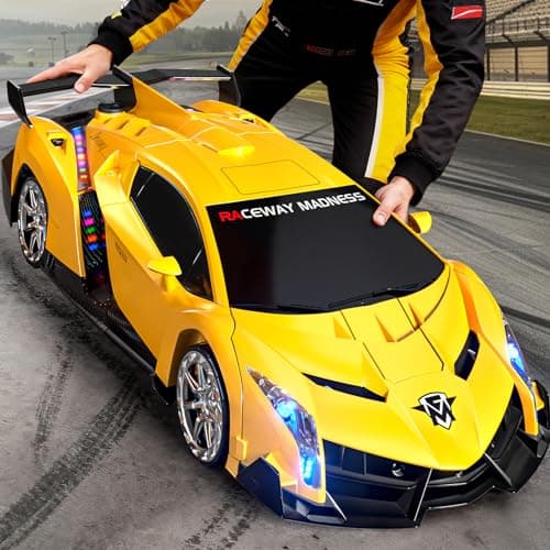 110 Big Size Transform RC Car Gesture Sensing Transformation 24GHz Remote Control Car One Button Deformation to Robot with LED Lights Transforming Toy Cars Gift for Kids Age 812 Years Old Boys