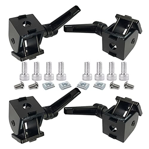 BLCCLOY 4 Sets Black 2020 Aluminum Extrusion Pivot Hinge Swivel Degree Angle Bracket with Handle for 20 Series 20/20 2040 V T Slot Extruded Aluminum Profile Hardware Connector