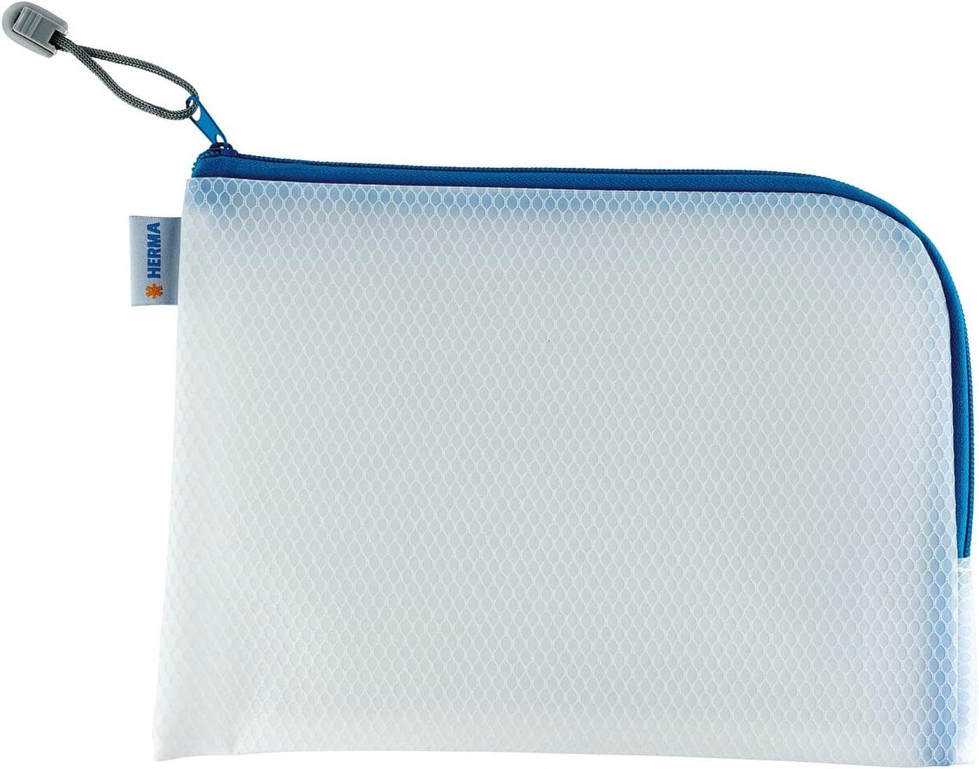 HERMA 20009 Zip Toiletry Bag A5 transparent 26 x 20 cm small zippered travel pouch for cosmetics liquids makeup toothbrush clear cosmetic bag with zipper in blue