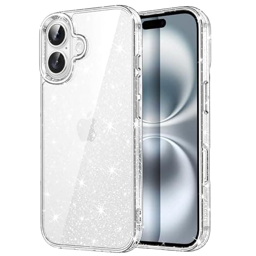 JETech Glitter Case for iPhone 16 61Inch Bling Sparkle Shockproof Phone Bumper Cover Cute Sparkly for Women and Girls Clear