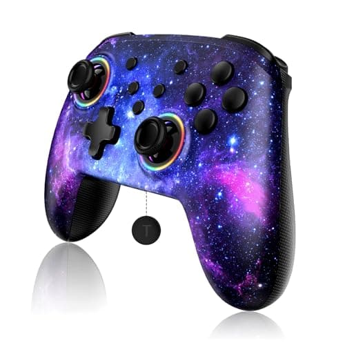 NexiGo Wireless Controller No Deadzone for Switch 2 and Switch Bluetooth Controllers for Nintendo Switch with Vibration Motion Turbo and LED Light Cosmic Nebula