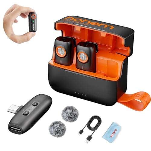 hohem MIC01 Wireless Lavalier Microphone 3Level Noise Cancelling Builtin TF Card Slot Remote Shutter Control Clip OnMagnet Mic for Smartphone Camera Laptop Tablet