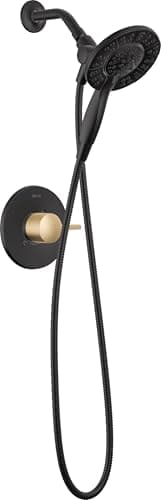 Delta Faucet Albion 14 Series SingleHandle Shower Faucet BlackGold Shower Trim Kit with In2ition 2in1 Dual Hand Held Shower Head Matte BlackChampagne Bronze T142855GZI Valve Not Included