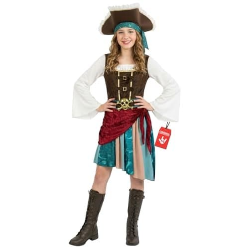 Morph Pirate Captain Girls Pirate Costume Girl Halloween Costumes for Girls Buccaneer Costume Dress Halloween L
