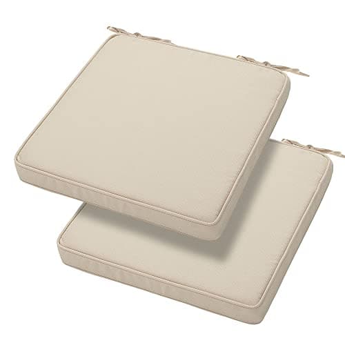 Magpie Fabrics Indoor Outdoor Waterproof Square Chair Cushion 18 x 18 x 25 2 Pack Water Resistant Seat Cushions for Patio Garden Office Olefin Beige