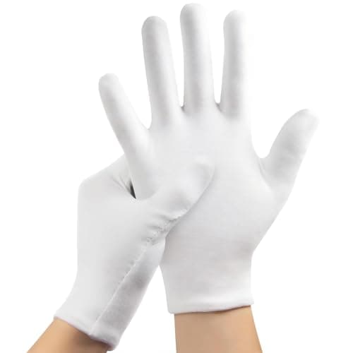 3 Pairs Cotton Gloves for Dry Hands Sleeping Soft Moisturizing Eczema Gloves Overnight Stretchable White Gloves Women Men for Coin Jewelry Silver Inspection Halloween Costume