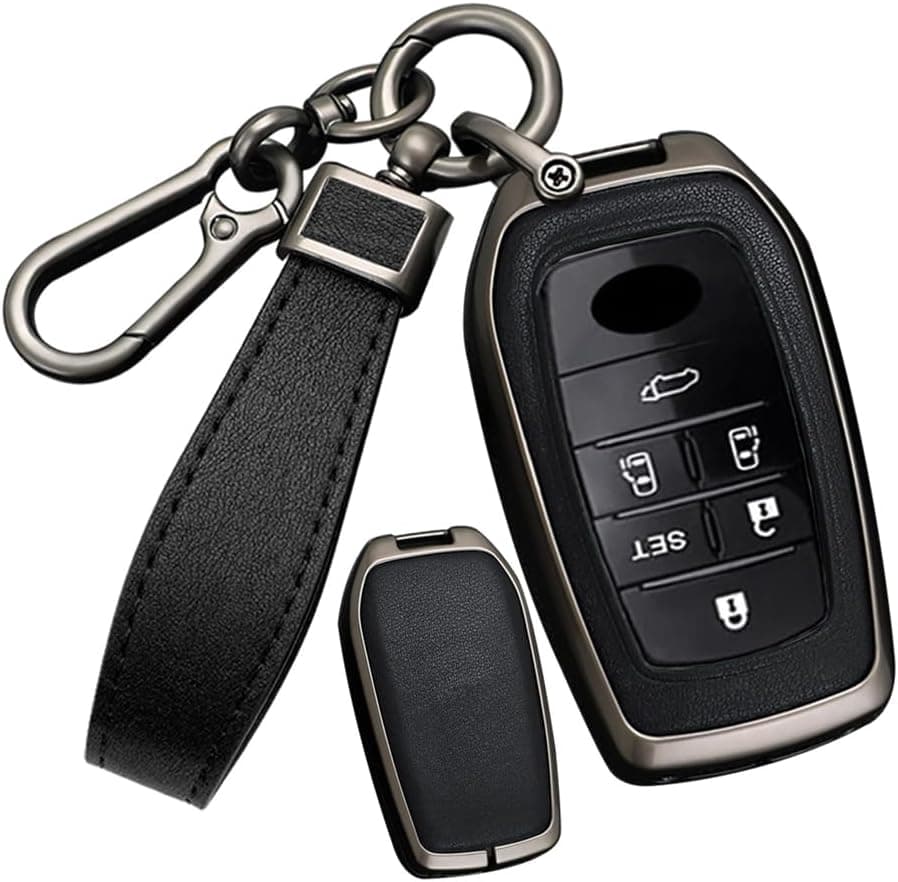 SANRILY Key Fob Cover with Leather Keychain for Toyota