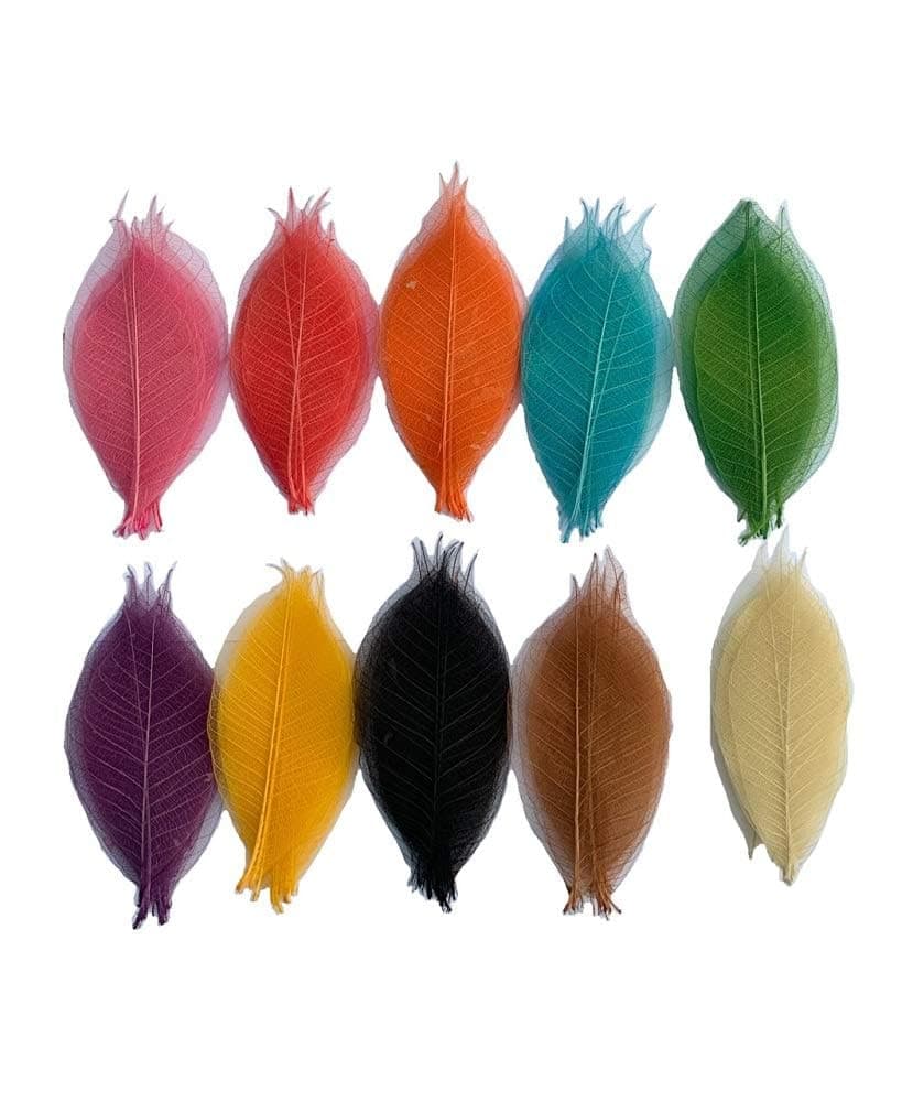 RATREE 888 100 Pcs Mixed Colors 4-5 Inches Skeleton Leaves Rubber Tree Natural Scrapbook Craft, Card Wedding, DIY Craft, Bouquets, Seasonal Gift Large Leaves
