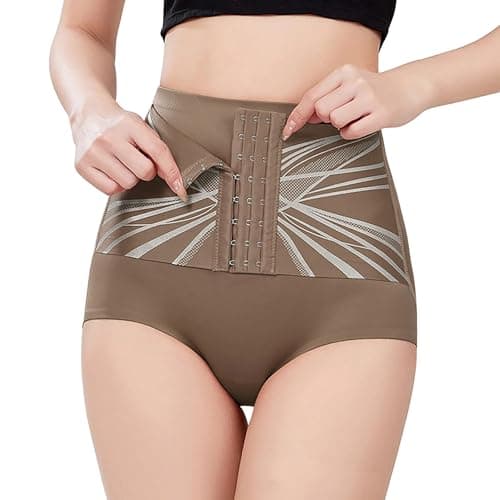 Kaththai Waist Slimming, Hip Lifting, High-Waisted Buckle Shaping Body Shapewear Tummy Tucker Shaper for Women, Breathable, Pure Cotton Antibacterial Crotch (in, Alpha, L, Regular, Moonlight Grey)