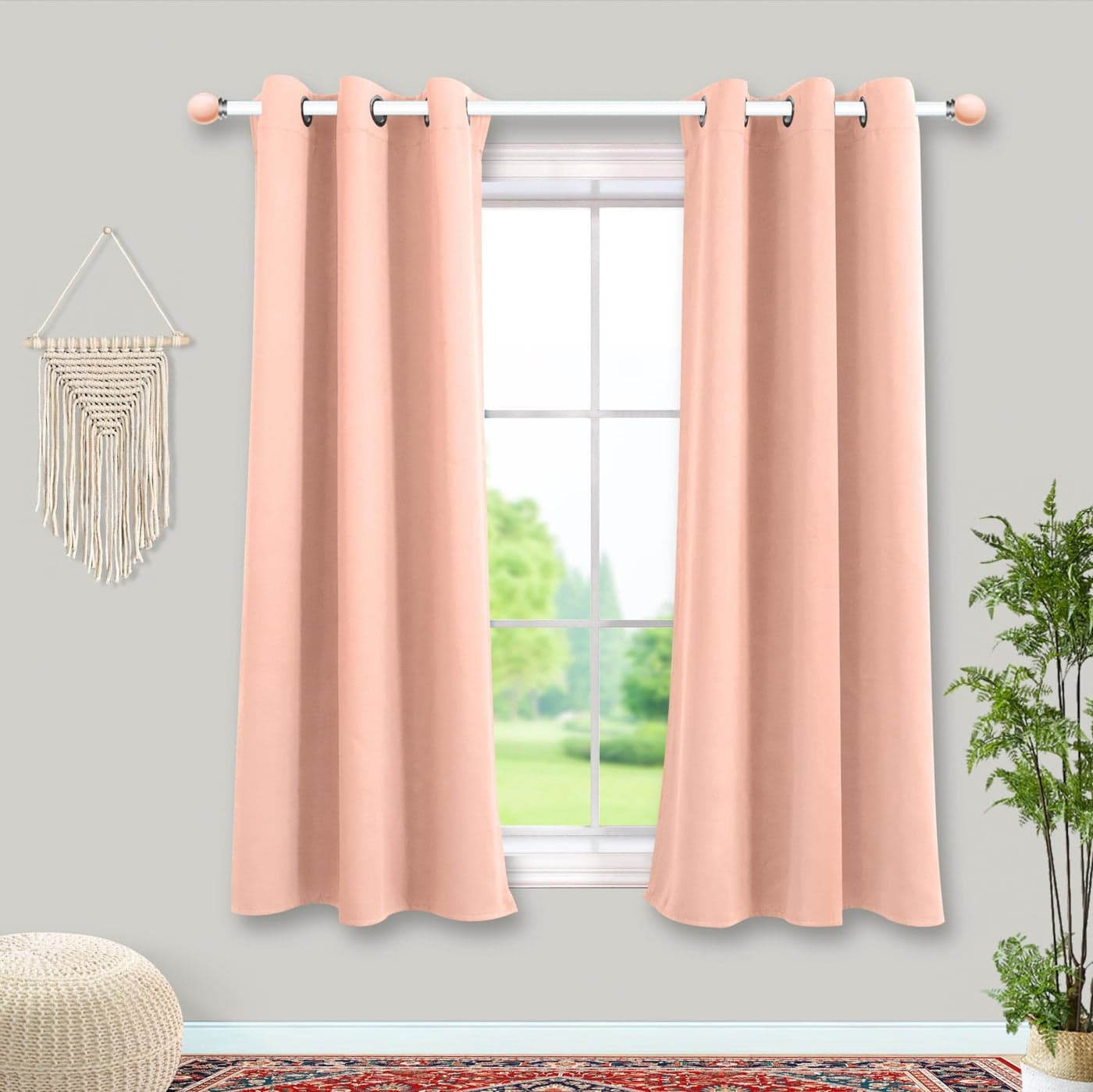 MrsNaturall Pink Kitchen CurtainsBlackout Short Length Window Curtains for Bedroom Blush Pink Bathroom Decor45 Inch Long