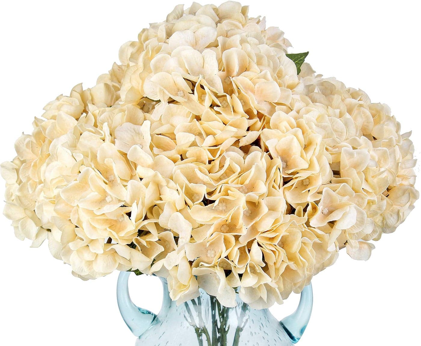 2Bouquets Artificial Fake Flowers Plants Silk Hydrangea Arrangements Wedding Bouquets Decorations Plastic Floral Home Kitchen Garden Party Festival Bar DIY Champagne5 Flower Heads