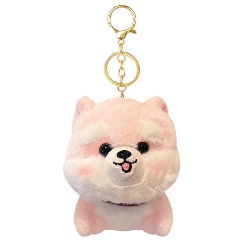 Husky Plush Keychain, Cute Plush Keychains for Women Girls, Kawaii Dog Stuffed Animal Keychain Pink Bag Charm, Plushies Key Chain Accessories for Crossbody Backpack Purse Handbags Tote Bags Car Keys