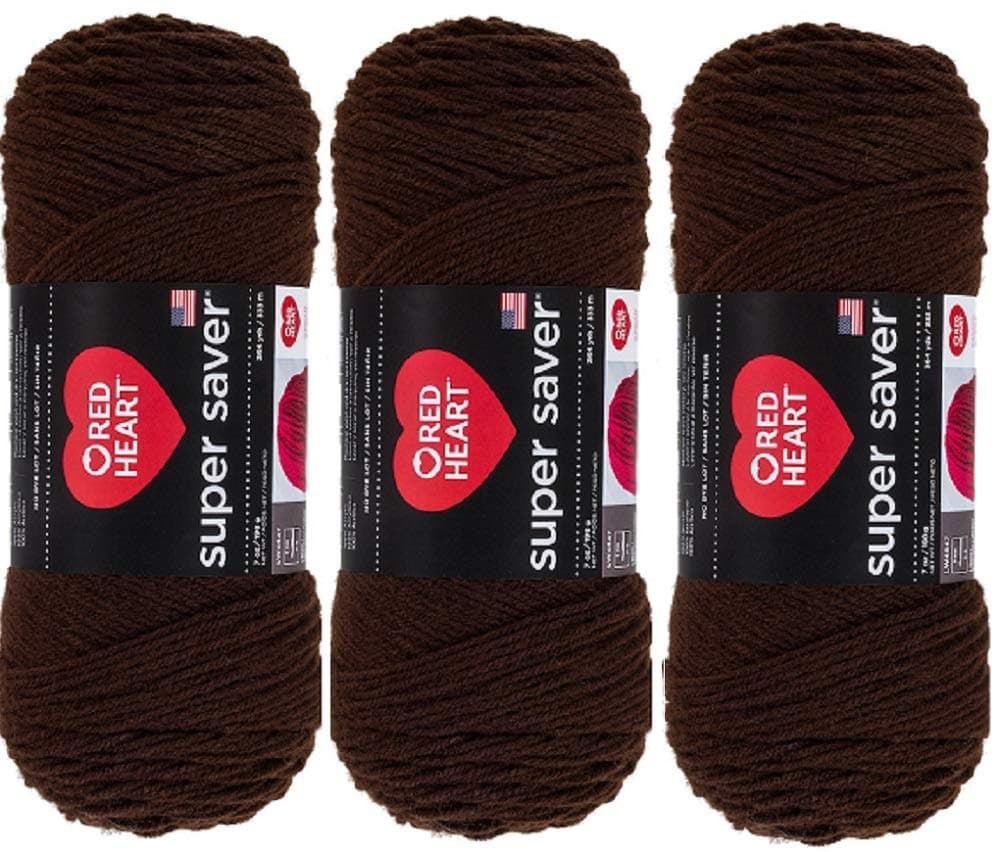 Red Heart Super Saver Yarn 3Pack Coffee E300365