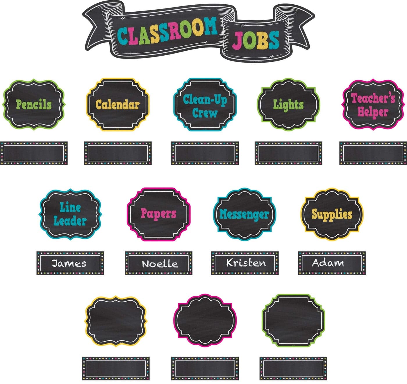 Teacher Created Resources Chalkboard Brights Classroom Jobs Mini Bulletin Board (TCR5653)