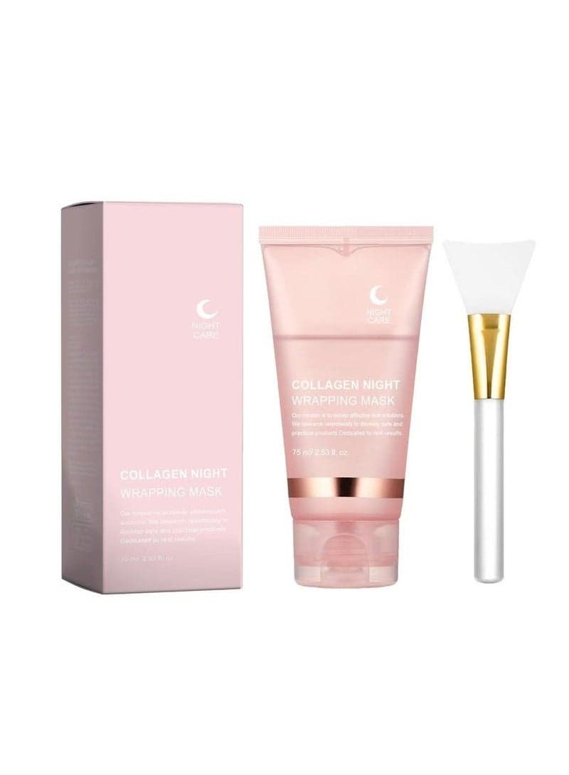 Mask Collagen Night Wrapping Mask, Hydrolyzed Collagen Peel Off Facial Mask, Smooth & Tight Skin, Reduce Fine Lines & Dullness, Skin Care For All Skin Types (2.53 fl.oz)