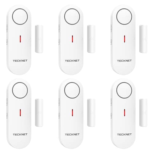 TECKNET Door Alarms for Kids Safety Window Alarm Pool Alarms Door Alarm for Home Security 2in1 Alarm Chime 3Level Volume Control Wireless Alarm for House Hotel Cars Sheds Caravans 6 Pack