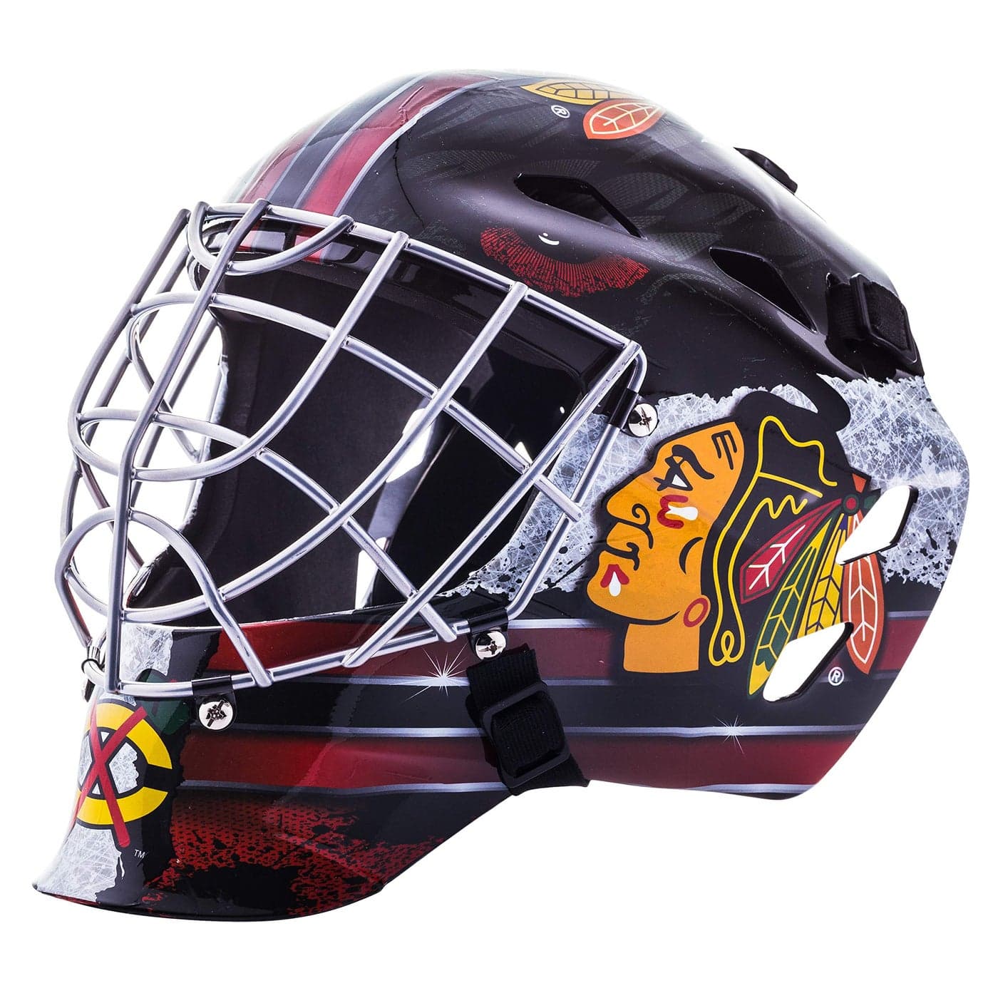 Franklin Sports Chicago Blackhawks NHL Hockey Goalie Face Mask Goalie Mask for Kids Street Hockey Youth NHL Team Masks for Kids
