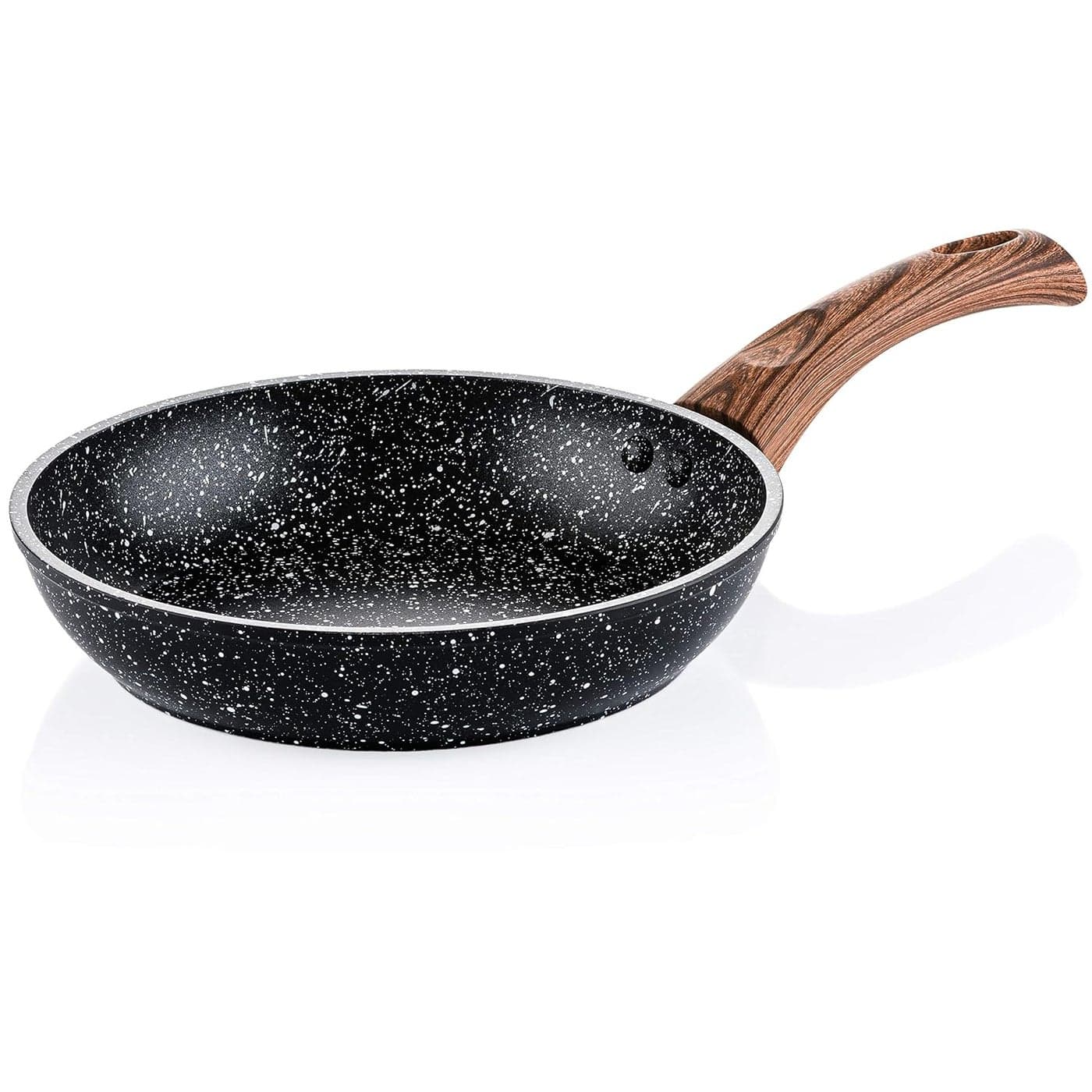 Westinghouse Black Marble Non-Stick Frying Pan | 3-Layer Marble Coated Forged Aluminum | Induction Compatible | Wooden Look Handle | Dishwasher Safe | for Cooktops (20 cm WCFP0085020MBB)