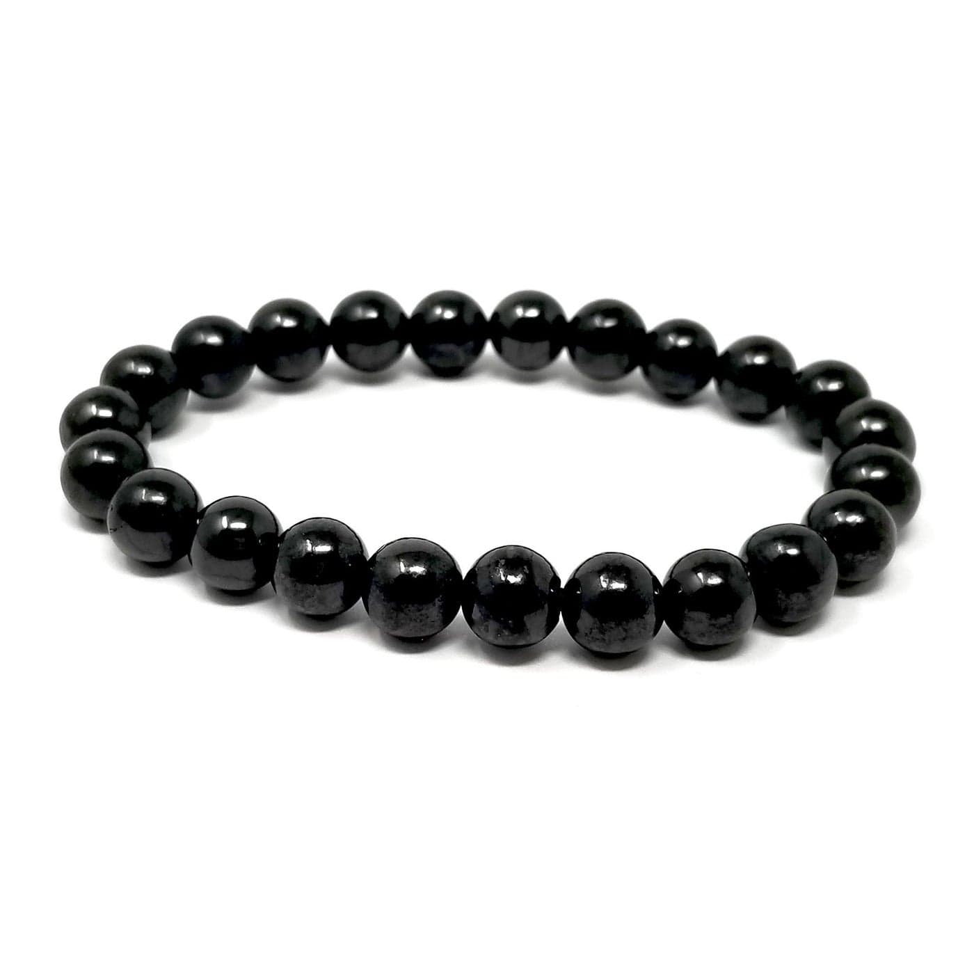 Karelia Creations Shungite Stretchy Black Stone Bracelet Authentic Protection Bead Crystal Shield Blocker Jewelry Spiritual Energy Chakra Healing Men Women Gift Idea 8mm Beads