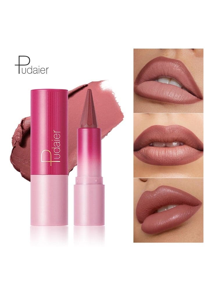 Feel It Lipstick-Pencil Matte Waterproof Long Lasting Lipstick Lips Contour Makeup Lip Liner Lipsticks, One Stroke Define Lip Liner Non Drying,Easy Color Lip Liner Lipstick #02 Naked Nut