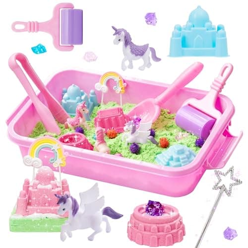 Carolart Unicorn Sensory bin Unicorn Toy for KidsCastle Moulds Sand Art kit for Boys and Girl Sensory Sand for Toddlers 3