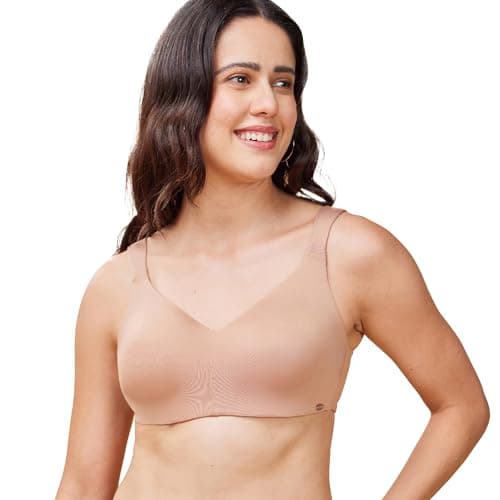 Enamor Women's Nylon Blend Wire Free Casual Non-Padded Bra (F121_Honey Beige_36DD)