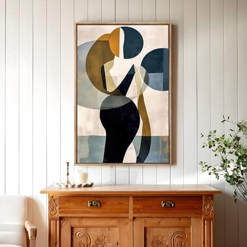 Large Canvas Painting Panel Framed Wall Painting Abstract Round Cericle Framed Luxury Paintings for Home Decoration, Living room, Bedroom and Office Décor (Dark Green, 23x35 Inch)