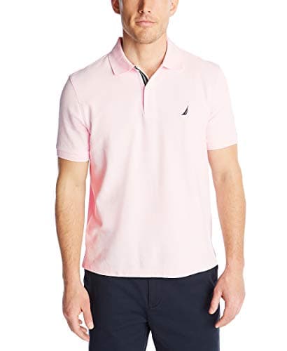 Nautica Men's Classic Short Sleeve Solid Polo Shirt, Cradle Pink, Medium