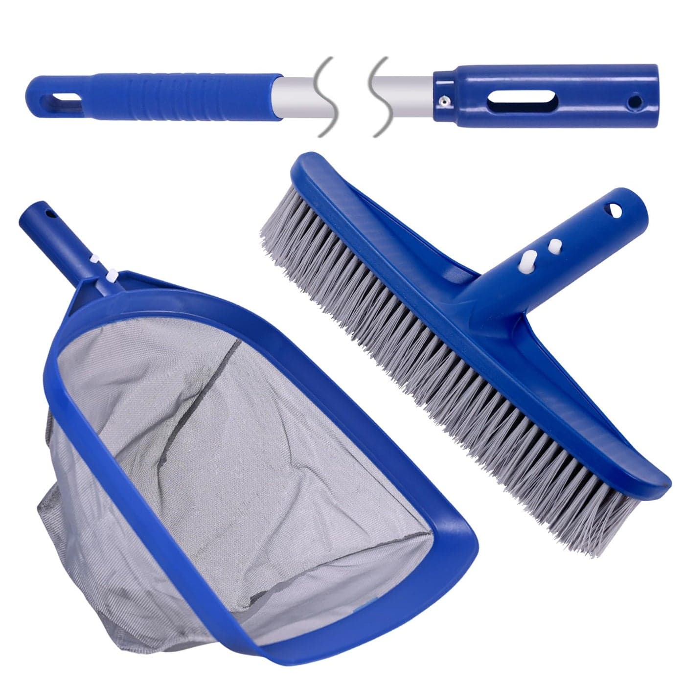 POOLAZA Pool Skimmer Net Pool Brush Head with 50 Aluminum Pool Pole
