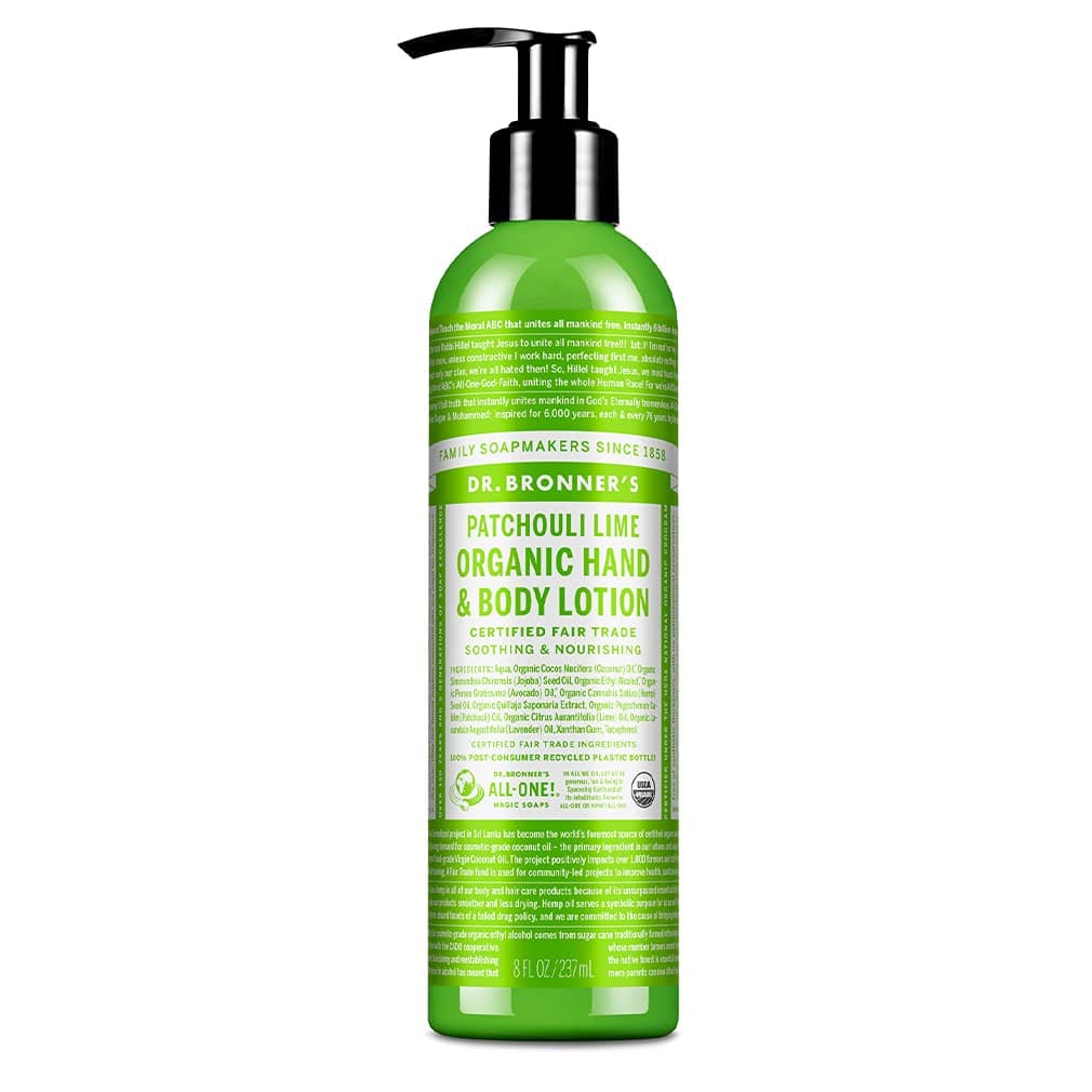 Dr. Bronner's Organic Lotion (Patchouli Lime, 8 Ounce) – Organic Moisturizer for Hands, Face & Body – Vegan, Non-GMO