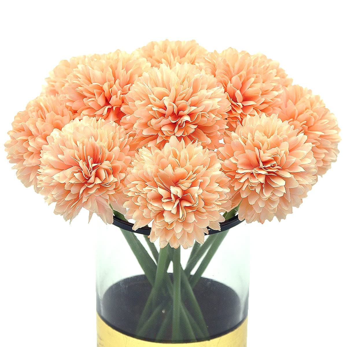 Blooming Paradise 10Pcs Artificial Fake Flower Plants Silk Chrysanthemum Ball Hydrangea Arrangements Wedding Bouquets Decor Home Kitchen Garden Party Table Floral Centerpieces DIY Grapefruit Pink