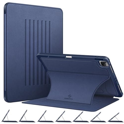 CaseBot Magnetic Case for iPad Pro 12.9-inch 6th Generation 2022, Multiple Angle Shockproof Rugged Stand Case, Soft TPU Back Cover w/Pencil Holder, Also Fit iPad Pro 12.9" 5th/4th/3rd Gen, Navy