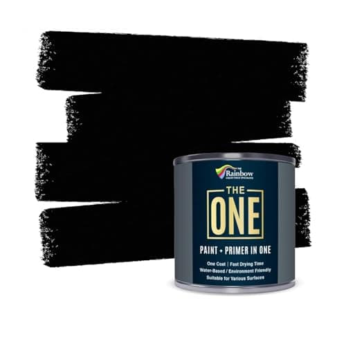 The ONE All-In-One Paint & Primer - Black Satin, 33.8 Fl Oz/1 Liter | 1 Coat Formula | Easy Indoor & Outdoor Decorating for Home & Garden Walls, Floors & Furniture | Water-Based & Low VOC