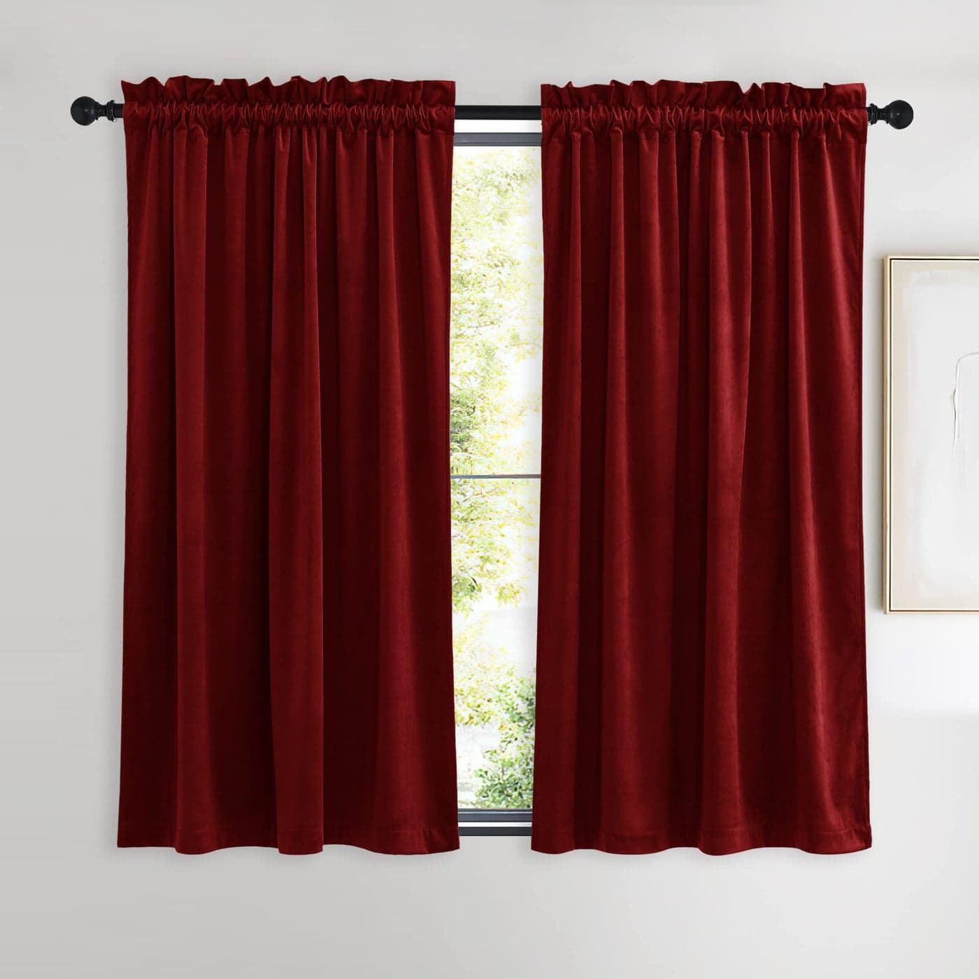 NICETOWN Christmas Red Velvet Curtains and Drapes Extra Long Elegant Wall Backdrop Drapes for Holiday Season Home Decoration Set of 2 Rod Pocket Design 54 inches Long