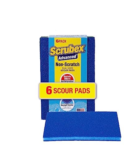 Scrubex Non-Scratch Odor Resistant Scour Pads, Multi-Purpose Scouring for Kitchen and Household, Safe for Non-Stick Cookware (6 scouring Pads)