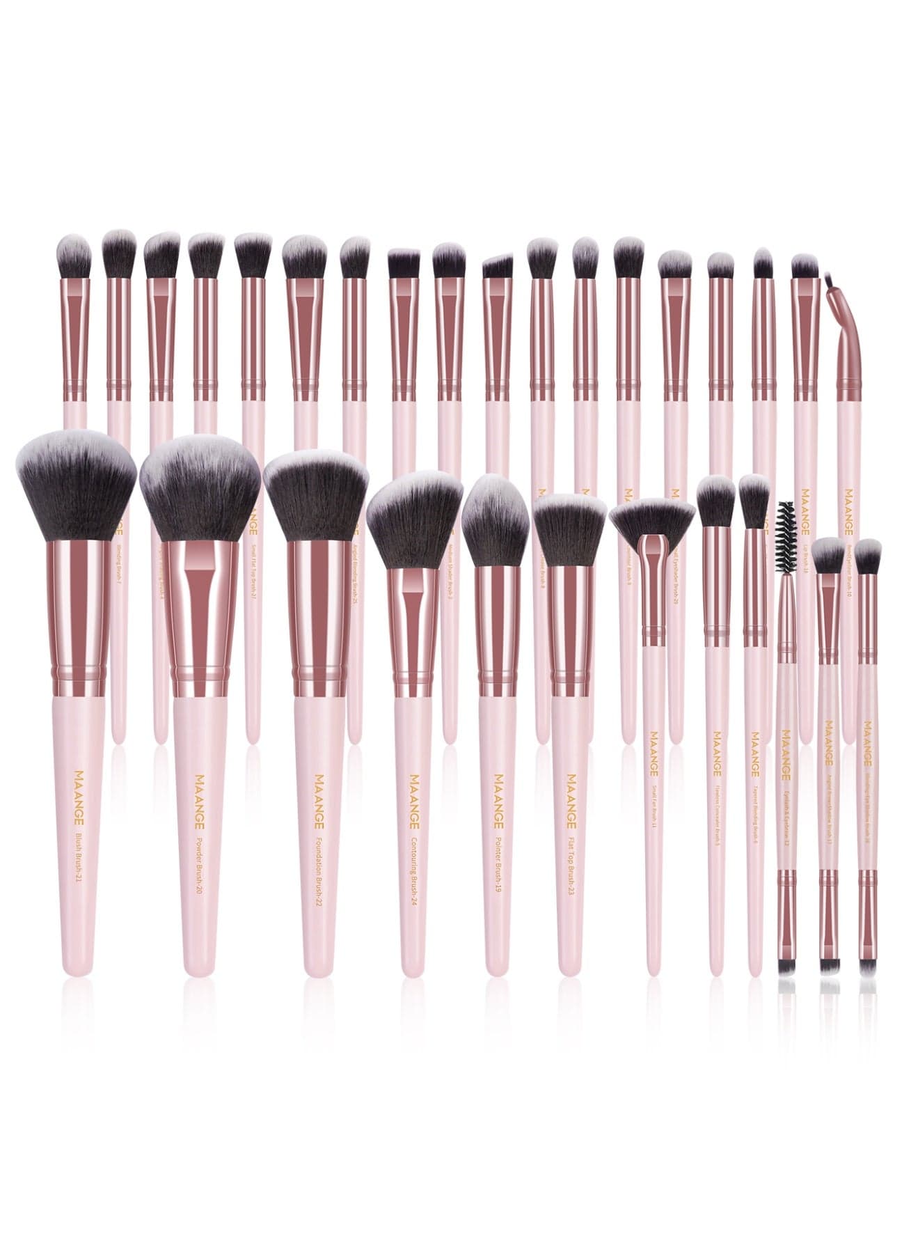 Makeup Brush Set,30 Pcs Professional Makeup Brushes Foundation Eyeshadow Blush Brush,Travel Kabuki Blending Concealers Face Powder Eye Make Up Brushes Set Kit (Pink)