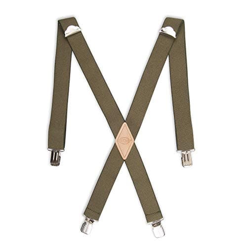 Dickies Men's 1-1/4 Solid Straight Clip Suspender,Olive,One Size